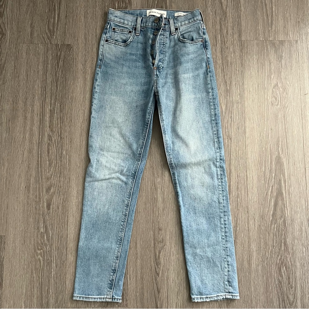Denim Forum Yoko High Rise Slim Jeans in Light Blue